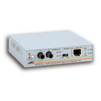 Allied Telesis TX to FX Fast Ethernet media converter with multi-mode ST fiber connectors